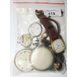 A collection of ladies fob watches, gentlemens pocket watches, etc as found