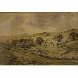 Peter J. Burke Farmhouses in the Yorkshire Dales Watercolour, signed, 35cm x 52cm