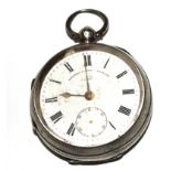 A silver keyless pocketwatch