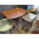 A 1960s mahogany Sutherland table 91cm wide and an oak gateleg table with barley twist legs, 58cm