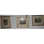 T.E. Francis Two church views Watercolours signed, 12cm x 17cm And another village view by the