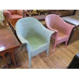 Two Lloyd Loom armchairs, with W. Lusty & Sons Ltd labels