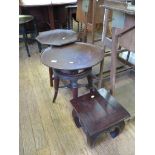 A Regency mahogany piano stool, converted to a table, with threaded column and reeded outsplayed