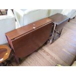 A 1960s mahogany Sutherland table 91cm wide and an oak gateleg table with barley twist legs, 58cm