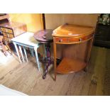 A Reproduction George III Style yew-wood corner washstand with frieze drawer and two dummy