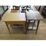 An oak Arts and Crafts style hall table, with frieze drawer and square section tapering legs 61cm
