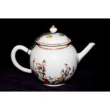 A Chinese porcelain teapot, Qianlong period, of global form depicting figures listening to a