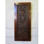 A mahogany panel, foliate carved with acanthus leaves, 48cm x 21cm