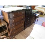 Stag Furniture: A tallboy of four long and three short drawers, a dressing chest with hinged top and