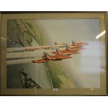 After Coulson RAF Aerobatic Team (The Red Arrows') over Dartmouth Harbour Lithograph 56cm x 75cms