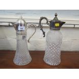 Two silver plated and pressed glass claret jugs (2)