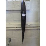 A matched pair of African darkwood elongated masks, 51cm and 45cm long