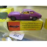 A Dinky metallic purple 165 Ford Capri in original box