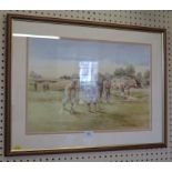 After Douglas E West The cricket match and The 18th hole Lithographs 37cms x 55cms