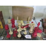An incomplete set of Indian ivory chess pieces, probably 19th century, carved with floral motifs, as