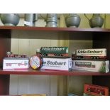 Three Altas editions Eddie Stobart haulage trucks in original boxes and six beer mats in tin box