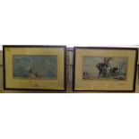 David Shepherd Three African scenes of rhino, elephant and buffalo Lithographs signed on the mount