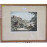 J. Lewis Stant Pennard Castle - Three Cliffs Bay Coloured etching, signed in pencil and artists