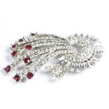 A 1995 limited edition brooch celebrating the Queen Mother's birthday, crystal red and white with