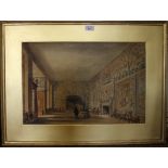 W. Nicholson Interior at Hardwick Hall Watercolour, inscribed verso, 35cm x 52cm