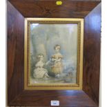 Early 19th century British School Portrait of two sisters, with Edinburgh beyond Watercolour,