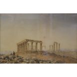 M. Hall Greek temple ruins Watercolour, signed and dated 1880, 23cm x 35cm