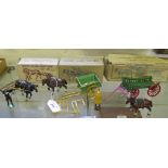 W. Britains horse roller with man, boxed no9F, Charbens model hay cart, and model farm wagon, both