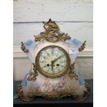 **WITHDRAWN** A late 19th century French porcelain mantel clock with gilt metal mounts,