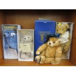 A Merrythought 'Blueberry Bear' teddy bear and three other Merrythought teddy bears, all with