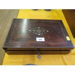 A set of Victorian brass and ivory drawing instruments, in a fitted rosewood and brass bound box,