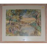 Peggy Somerville 'Reflections' - Hinton Pond Watercolour, signed, 46cm x 61cm