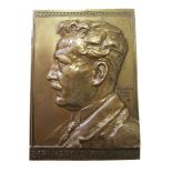 A bronze plaque depicting Bernhard Stavenhagen, 8.5 x 6 cm