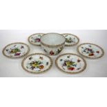 A SET OF SIX DRESDEN PORCELAIN SAUCERS, each painted with sprays of flowers and colours, 11cm