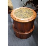 A VICTORIAN WALNUT COMMODE with fluted sides and lifting cylindrical lid
