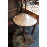 AN ANTIQUE FRUITWOOD TRIPOD TABLE, the top 52cm diameter together with a George III side chair