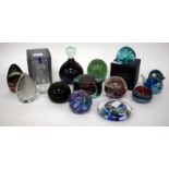 FOUR MDINA GLASS PAPERWEIGHTS, two Caithness paperweights and further glass paperweights