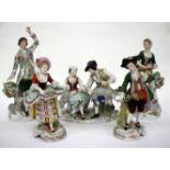 A PAIR OF SITZENDORF FIGURES modelled as a Gallant with arm aloft and his female companion playing a