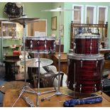 AN OLD OLYMPIC DRUM KIT with bass drum, snare drum, cymbals etc