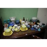 A LARGE LOT OF MISCELLANEOUS DECORATIVE CERAMICS etc in four boxes together with a Limoges yellow