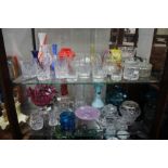 A COLLECTION OF ANTIQUE AND LATER GLASSWARE to include vases, tumblers etc