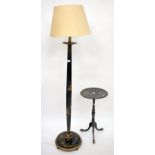 A LATE 19TH / EARLY 20TH CENTURY CHINOSERIE LACQUERED STANDARD LAMP with a turned column support,