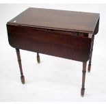 A VICTORIAN MAHOGANY PEMBROKE TABLE with turned legs, 80cm wide