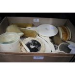 A GROUP OF ANTIQUE IVORY HAIRBRUSHES to include a dressing table set with glass inset ivory tray,