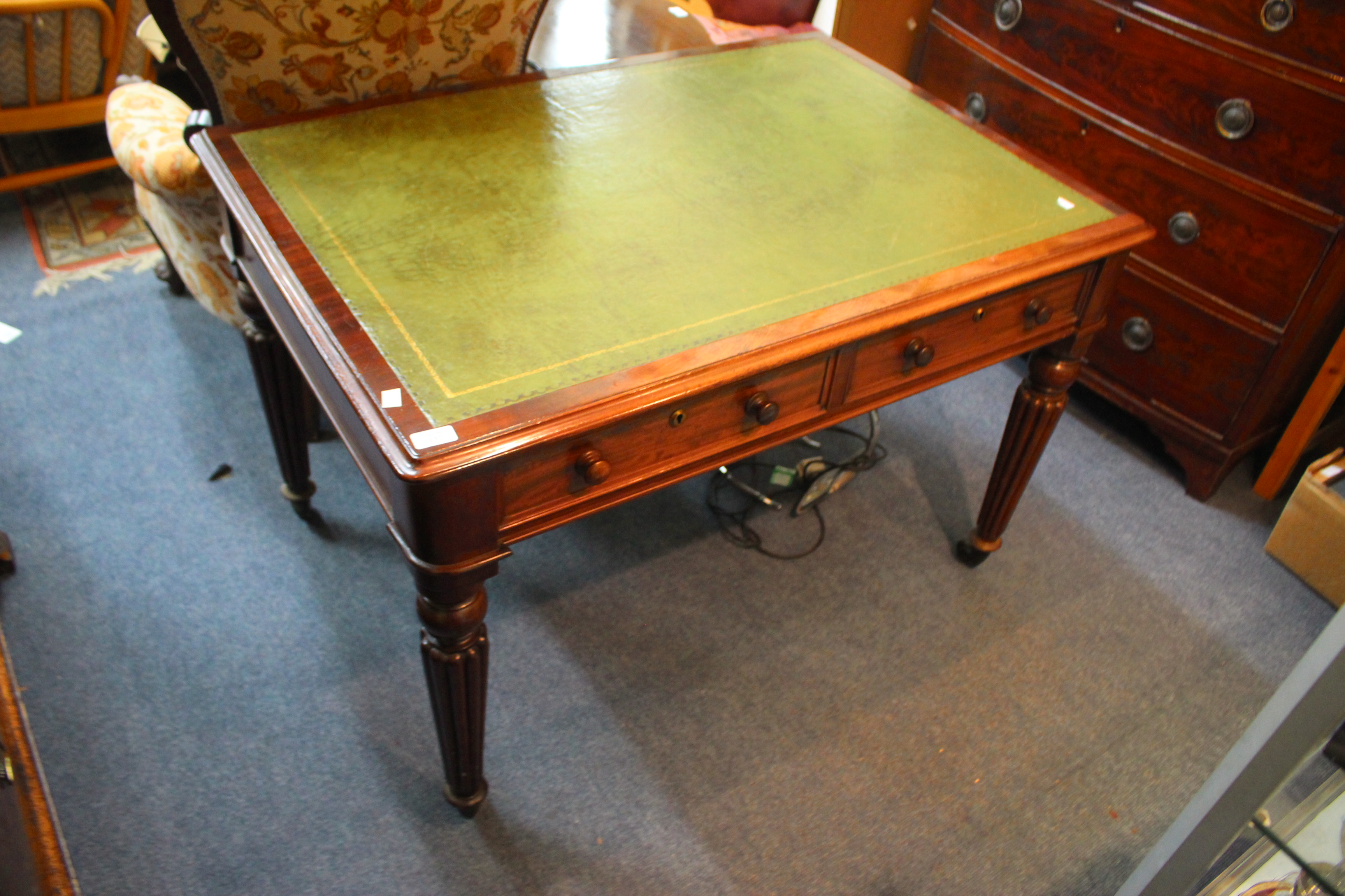 A VICTORIAN MAHOGANY SMALL SIZED LIBRARY TABLE made by M.Willson, Great Queen Street, London, and