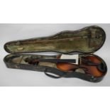 AN OLD VIOLIN by Rosetti in a fitted case together with a bow