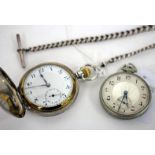 AN ANTIQUE AMERICAN SILVER CASED HUNTER POCKET WATCH, the enamelled dial with Arabic numerals and