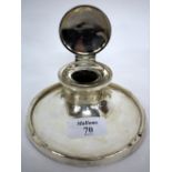 A SILVER INKWELL with marks for Birmingham 1941, 12cm wide