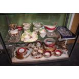 A COLLECTION OF CHINA to include a Wedgwood dinner service in Renaissance red with gold borders, a