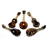 A GROUP OF LATE 19TH CENTURY ITALIAN TORTOISE SHELL BONE AND MOTHER OF PEARL MINIATURE MUSICAL