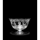 A LATE 20TH CENTURY MURANO GLASS PUNCH BOWL with wheel cut decoration of Bacchanalian figures